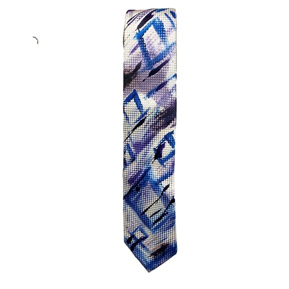 Imani Uomo Tie Men's 61x3.25 White Painted Unique Rare Medallion Signed Unique! - Picture 2 of 12